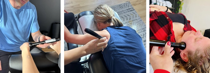 Chiropractic Somerset WI Laser Therapy Patients Photo grid of patients receiving laser therapy.