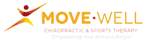 Orange and yellow Move•Well Chiropractic and Sports Therapy - Somerset scrolling row logo.